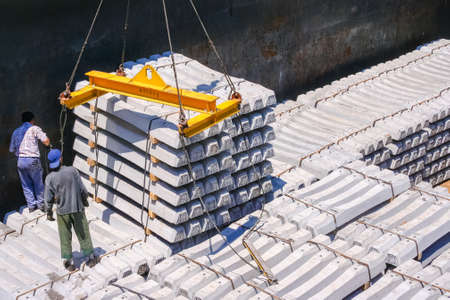 Concrete railway sleepersの写真素材