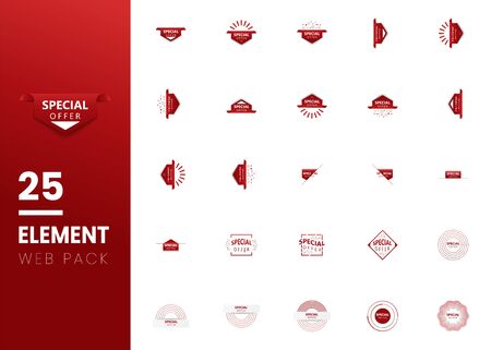 Set of Red banner special offer. Can be used for web element.のイラスト素材