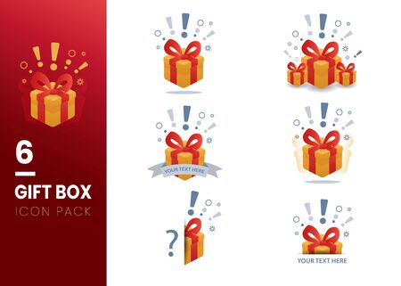 Set of Surprise box flat icon on a white background. Vector Illustration.のイラスト素材