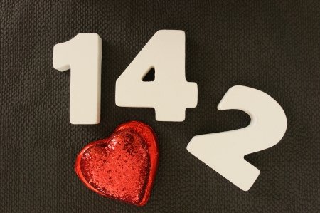 Valentin date 14.2 of white wood lettersの写真素材
