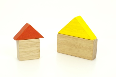 Toy houses from wooden block