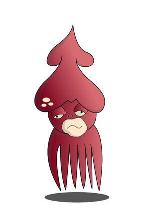 red squid , squid design, cartoon character designのイラスト素材