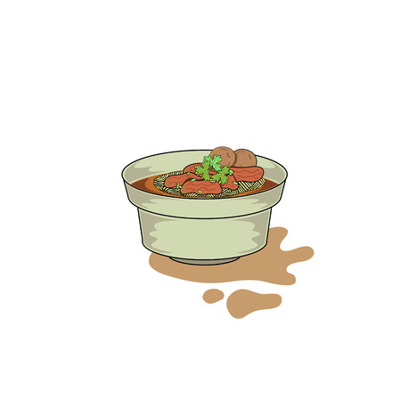 thai beef nudle, beef nudleのイラスト素材