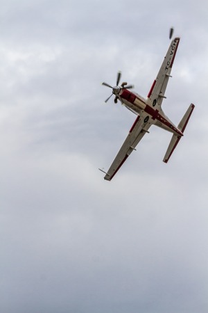 TURKEY, ESKÄ°ÅEHÄ°R - 21 SEPTEMBER 2014 - HÃ¼rkuÅ (Freebird), Turkey's first 100 percent Turkish made basic trainer aircraft flies at the Air Show on the occasion of the 103 anniversary of the Turkish Air Force.のeditorial素材