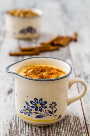 Boza or Bosa, traditional Turkish dessert made of millet or corn flourの写真素材