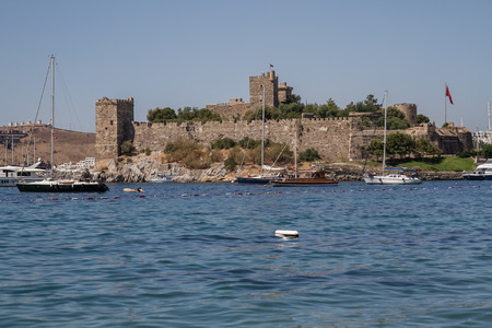 View of important historic landmark, Bodrum Castle from Mugla, Turkeyのeditorial素材