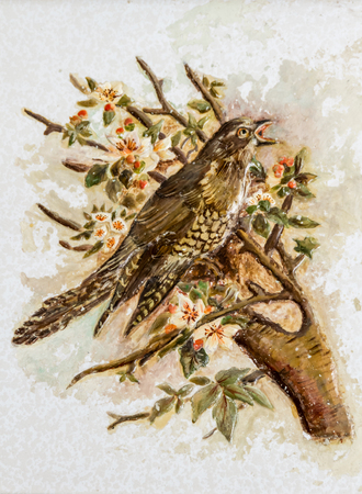 BODRUM, TURKEY - AUGUST 29, 2015: Turkish artistic wall tile from local artist Nagihan Ozsarsilmaz Pay on August 29, 2015 in Bodrumのeditorial素材