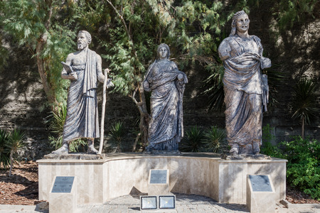 MUGLA , TURKEY - AUGUST 29, 2015: Statues next to Bodrum Museum of Underwater Archaeology in Mugla, Turkeyのeditorial素材