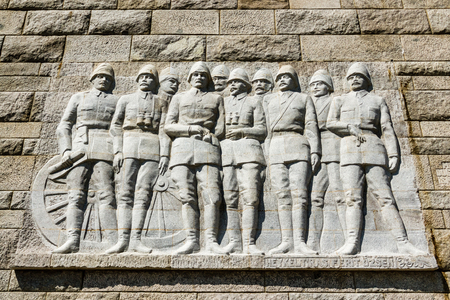 CANAKKALE, TURKEY - MAY 7, 2016: Reliefs of Canakkale martyrs' monument, for battle of Gallipoliのeditorial素材
