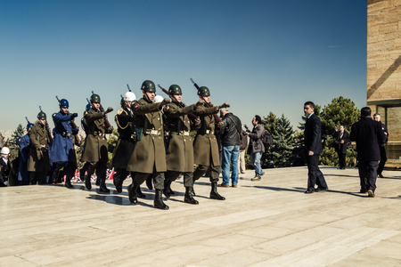 ANKARA, TURKEY -MAR 15, 2014 : Changing of the honour guard at Anitkabirのeditorial素材