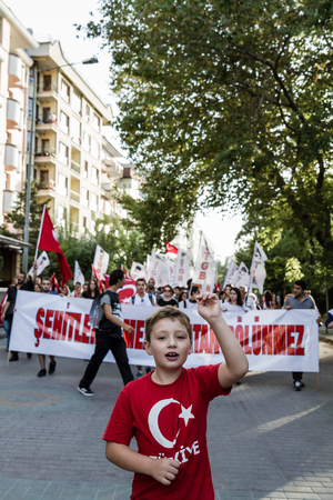 ESKISEHIR, TURKEY - SEP 7, 2015: Protests over PKK terrorist attacks and commemoration for martyrsのeditorial素材