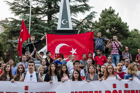 ESKISEHIR, TURKEY - SEP 7, 2015: Protests over PKK terrorist attacks and commemoration for martyrsのeditorial素材