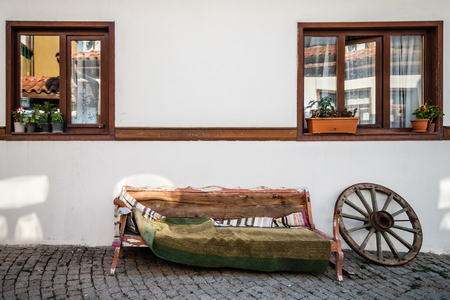 Windows of a traditional Turkish house from Odunpazari , Eskisehirのeditorial素材