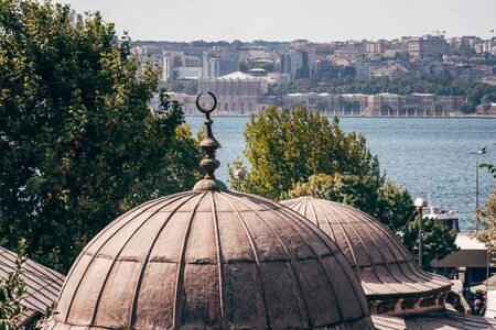 Istanbul, Turkey - Aug 3, 2008: Historic Mosque near sea in Istanbul Bosphorusのeditorial素材