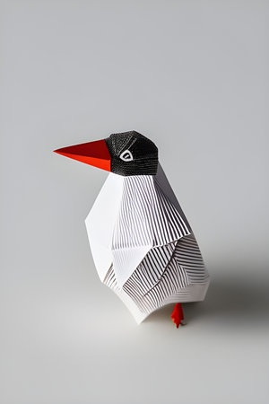 Origami bird on light background, generated by AIの素材