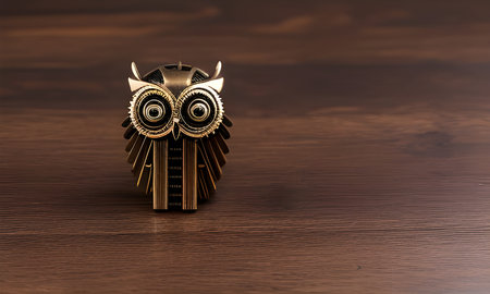Vintage steampunk cat on wooden background, generated by AIの素材