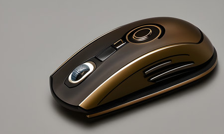 Vintage steampunk mouse on wooden background, generated by AIの素材