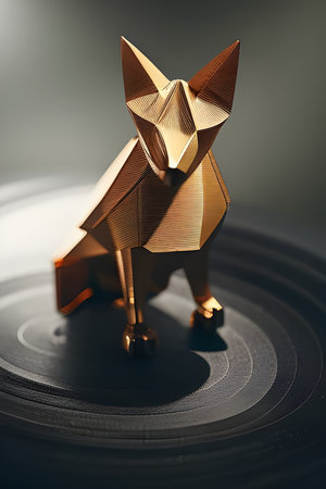 Origami fox on light background, generated by AIの素材
