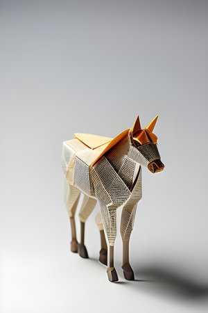 Origami horse on light background, generated by AIの素材