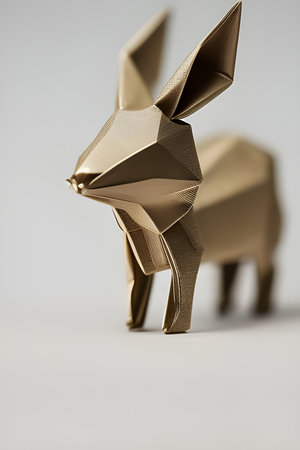 Origami rabbit on light background, generated by AIの素材