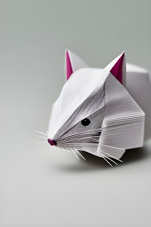 Origami mouse on light background, generated by AIの素材