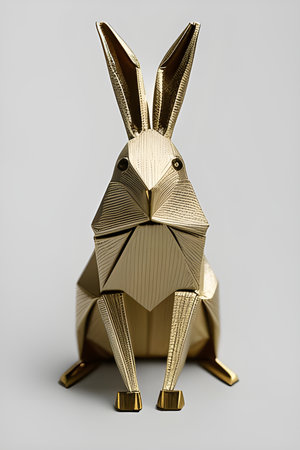Origami rabbit on light background, generated by AIの素材