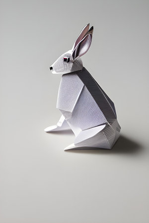 Origami rabbit on light background, generated by AIの素材