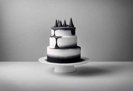 Black and white handmade cake, generated by AI.の素材