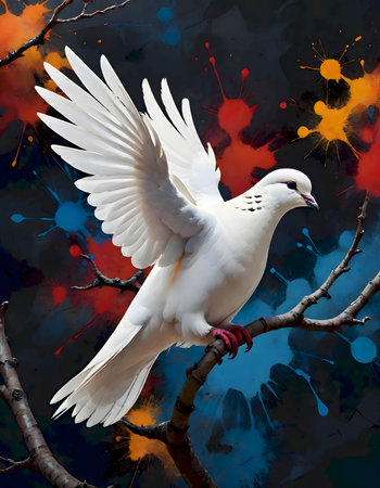 Grungy dove on vibrant background, generated by AIの素材