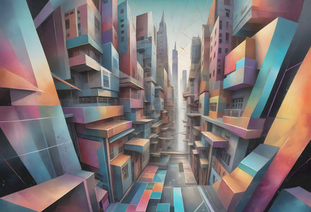 Chalk line art of city, generated by AIの素材