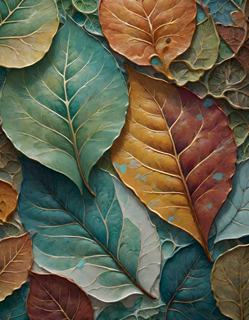 Green and old leaves, generated by AIの素材