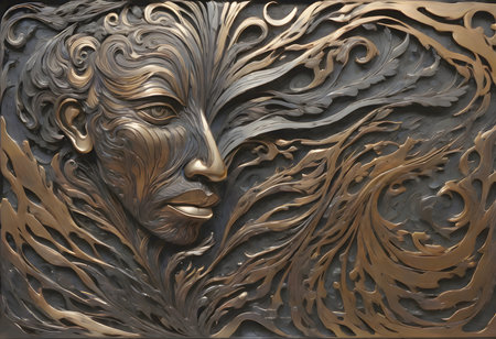 Monochromatic metal portrait, generated with AIの素材