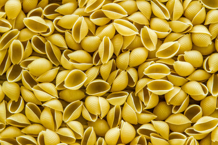 Close up view of orecchiette pasta, a unique shape in Italian cuisine.の写真素材
