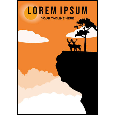 deer poster minimalist illustration designのイラスト素材