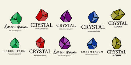 set crystal or diamond vintage minimalist simple vector icon illustration designのイラスト素材