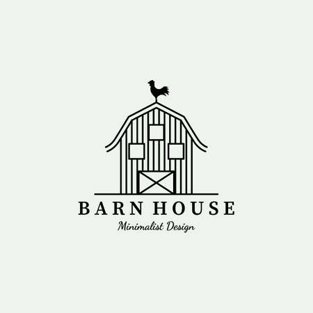 barn vector icon minimalist illustration line art designのイラスト素材