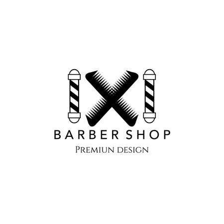 barbershop design vintage minimalist illustration premium creativeのイラスト素材