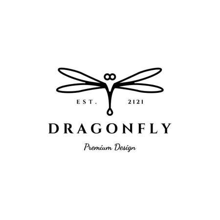 dragonfly icon minimalist vector line art illustration designのイラスト素材