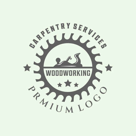 carpenter vintage icon minimalist vector illustration designのイラスト素材