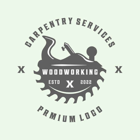 wood service vintage icon minimalist vector illustration designのイラスト素材