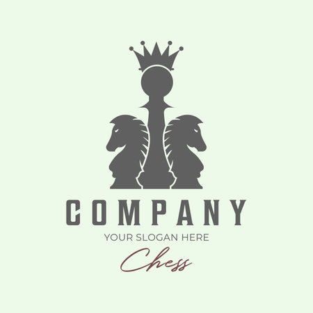 chess vintage minimalist illustration design logoのイラスト素材