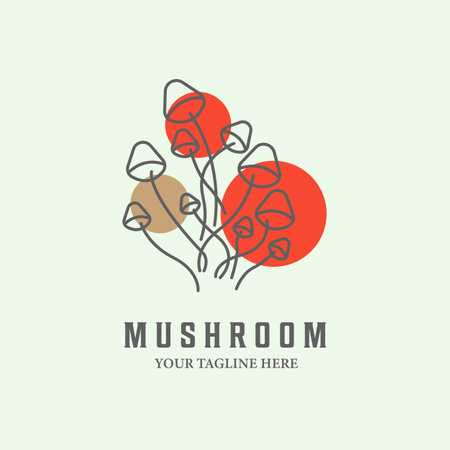 creative mushroom line art minimalist logo icon designのイラスト素材