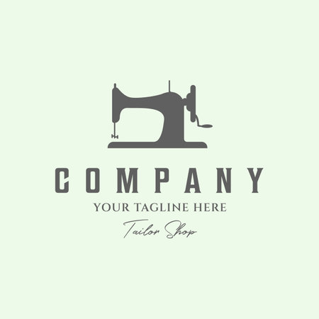 tailor shop vintage logo design minimalist illustration or sewing clothesのイラスト素材