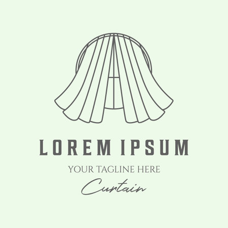 furniture business curtains line art logo design minimalist illustration iconのイラスト素材