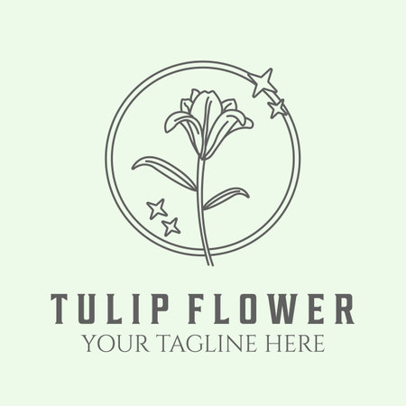 tulip flower vintage design logo icon illustration creativeのイラスト素材