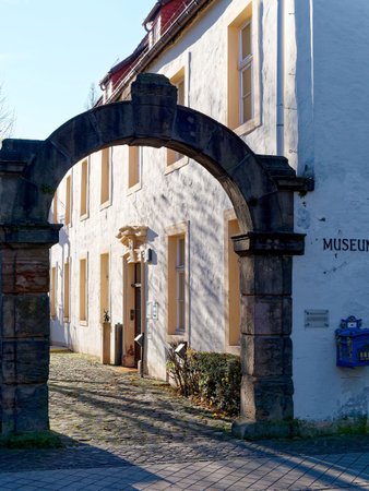 Architectural monument in Warburg, Germany, Museum in the Stern, probably built in 1340 as a noble residenceの写真素材