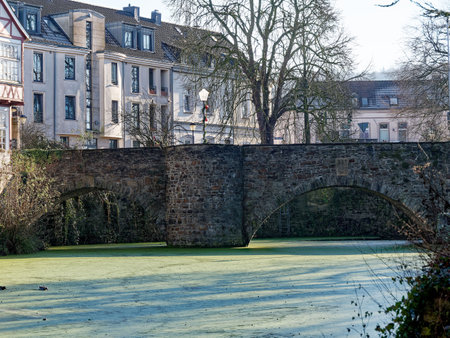 Muehlengraben bridge in Essen-Kettwig, architectural monumentの写真素材