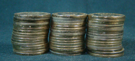 Stack of tree bronze coinsの写真素材