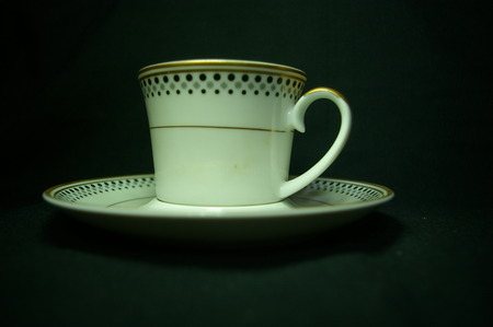 Ceramic cup on a black backgroundの写真素材