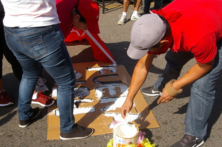 Protest march in Honduras against Juan Orlando Hernandez 13のeditorial素材